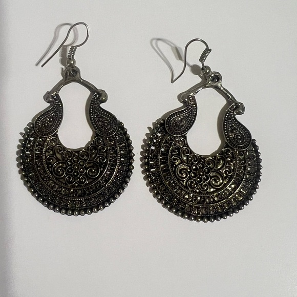 India Boutique Jewelry - India Boutique Antique Silver-Tone Filigree Chandbali Earrings